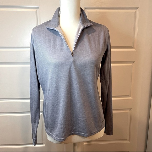 Patagonia Capilene 1/4 Zip Pullover Size Medium Blue and White Striped - Picture 1 of 11